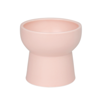 멍지 민무늬 굽높은 도자기 반려동물 식기 L, 라이트핑크, 1개