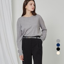 ELLE PARIS 세미크롭 소프트 터치 라운드넥 데일리 니트