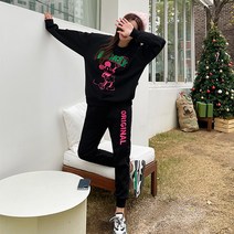 핑크시슬리 여성용 복실복실 미키 트레이닝 상하의세트