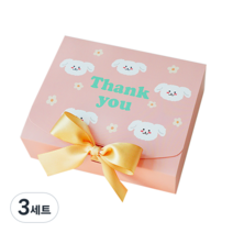 도나앤데코 직사각 선물 포장 상자 소 5p + 리본 5p, 멍멍이 핑크, 3세트