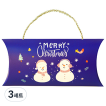도나앤데코 크리스마스 선물포장 가로형 손잡이 오목상자 10p + 골드끈 10p, 푸른밤 별빛 눈사람, 3세트