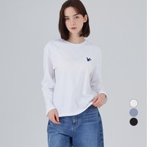 ELLE PARIS 여성용 레빗 자수 릴렉스핏 긴팔 티셔츠