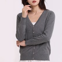 턴키 여성용 빅사이즈 브이넥 스판 니트 가디건