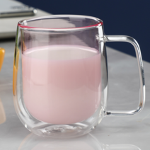 착한살림 이중 내열 유리 컬러 머그컵 350ml, 핑크, 1개