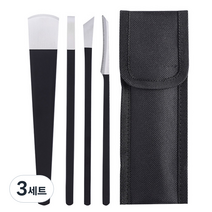 네일 패디 플래닝 나이프 4종 세트, 3세트, 블랙 + 실버