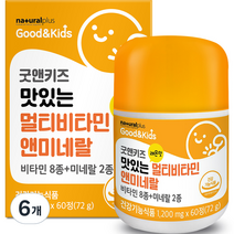 내츄럴플러스 굿앤키즈 맛있는 멀티비타민앤미네랄 72g, 60정, 6개