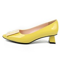 여성용 가죽 골드 사각장식 플랫 단화 4.5cm st4501