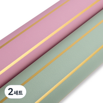 좋은기븐 골드스트라이프 종이롤 포장지 2종 x 10m, 딥핑크 + 딥민트, 2세트