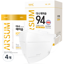 다나마스크 에어숨 컬러 대형 KF94, 50매입, 4개, 흰색
