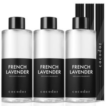 코코도르 디퓨저 리필액 3개 + 리드스틱 15개입, 프렌치라벤더, 200ml