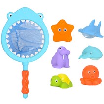 해피플레이 바다친구들과 목욕놀이 상어 뜰채 물놀이 장난감, 혼합 색상