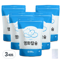 소다스쿨 구습타입 염화칼슘 제설 제습 리필 1kg x 5p + 부직포 30p 세트, 3세트