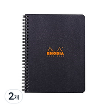 로디아 클레식 스프링 노트북 A5+ 줄지, 블랙, 2개
