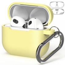 누아트 스무디 실리콘케이스 + 메탈 철가루 방지스티커, 에어팟 3세대, 레몬(케이스), 랜덤발송(스티커)