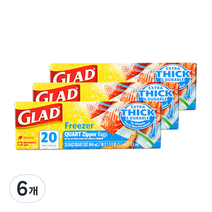 글래드 4중 지퍼백 냉동용 중형 20매입, 6개