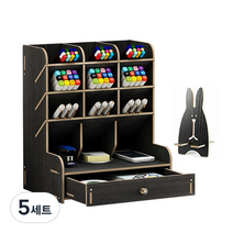 아토바스켓 DIY 멀티꽂이함 서랍형 + 핸드폰거치대 세트, 블랙, 5세트