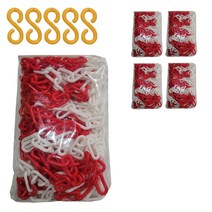 동광세이프티 플라스틱 체인 적색 + 백색 8mm x 5m 5p + 플라스틱 연결고리 5p, 1세트