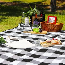 하늬통상 피크닉 방수 특대형 돗자리, 블랙체크