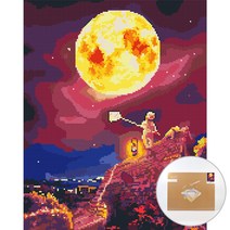 아트조이 DIY 보석 십자수 캔버스형 50 x 40 cm, 달 따는 꼬마, 1세트