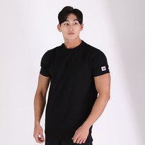 허그본 남성용 데일리 머슬핏 무지 반팔 티셔츠 태극라인