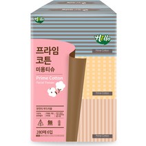 헬로 천연펄프 프라임 코튼 미용티슈 280매, 6개입, 1개