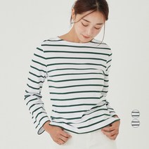아피나르 여성 스트라이프 보트넥 긴팔 티셔츠