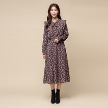 캐럿 여성 플로랄 어깨 러플 원피스