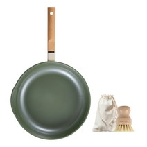 로이첸 인덕션 IH 눌어붙지 않는 건강한 세라믹팬 세트 2개, 웍팬 28cm + 세척솔, 그린