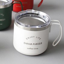 달라피아자 스텐 보온 보냉 뚜껑 머그컵 350ml, 화이트, 1개