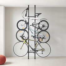 행거전문가 실내 자전거 스탠드 보관대 거치대 3단, 블랙(파이프), 블랙 + 레드(거치대)