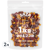 사자 강아지 대용량 실속형 간식 1.1kg, 2개, 오리 + 고구마 혼합맛