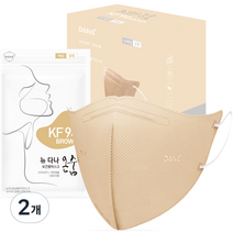 다나마스크 뉴다나온숨 보건용 중형 마스크 KF94, 연한갈색, 50개입, 2개