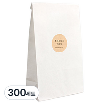 피크닉하우스 각대봉투 화이트 + 땡큐 크라 원형 스티커, 300세트