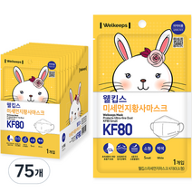 웰킵스 미세먼지황사마스크 KF80소형, 1매, 75개, 화이트