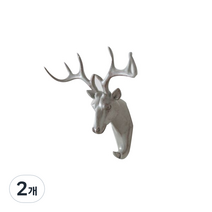 인테리어 사슴 후크, 빈티지실버, 2개