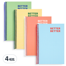 리훈 아무노트 스프링 모눈 4종 세트, 레드, 옐로우, 그린, 블루, 4세트
