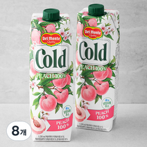 델몬트 cold 100% 복숭아주스, 1L, 8개