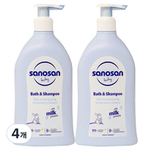 사노산 유아용 2.0 바스 앤 샴푸 베이비파우더향, 500ml, 4개