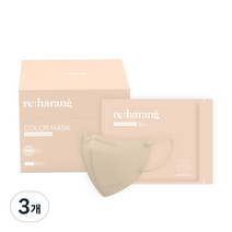 리하랑 컴포터블핏 새부리형 컬러마스크 슬림핏 중형, 베이지, 50매, 3개