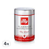 일리 클라시코 모카 분쇄 커피, 모카 클라시코 그라운드, 250g, 4개