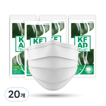 클린 비말차단 마스크 대형 KF-AD, 5개입, 20개, 화이트