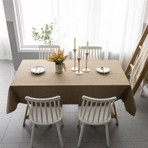 예뻐유 린넨 방수 식탁보 테이블보, 브라운, 90 x 130 cm