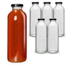 미르코리아 B 일자 유리 주스병 철캡블랙, 6개, 500ml