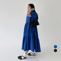 102102 여성용 빅사이즈 루즈핏 셔츠 캉캉 롱 반팔 원피스