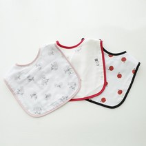 꿈꾸는두부 유아용 패턴 거즈 턱받이 3종 B세트, 볼빨간 사과, 느릿느릿 코알라, 미쎄스 깡, 1세트