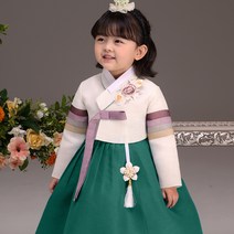 더예한복 여아용 청록라희 한복세트