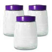 깨끗한데이 퓨어 숨쉬는 열탕 소독 유리용기 원형, 3개, 1400ml