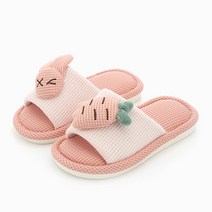 래빗풋 온가족 당근토끼 오픈 거실 실내화, 핑크