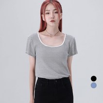 어썸어라운드 여성용 무드 스트라이프 반팔 티셔츠
