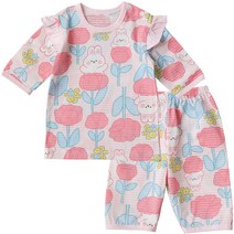 여아용 퓨코 깡총 플라워 7부 내의 상하 세트